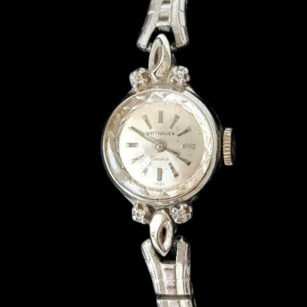 Rare Wittnauer Swiss 17 Jewels 10k Gold Filled Ladies Watch/4 Diamonds